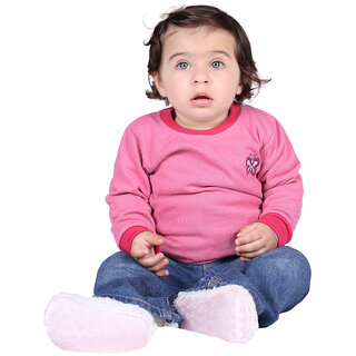 Kid Kupboard Cotton Baby Girls Sweatshirt, Light Pink, Full-Sleeves, 9-12 Months KIDS8261