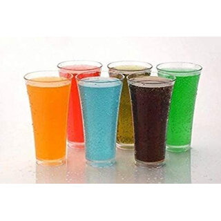 UDAVI (Pack of 6) Stylish Look Juicy Glass, Transparent Glasses Set 300ml (6pcs) Glass Set Water/Juice Glass (300ml, Plastic Clear)