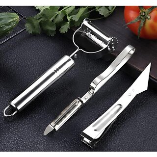 3 in 1 Stainless Steel Vegetable Peeler Set - Essential Kitchen Tool for Effortless Vegetable Preparation, Includes Traditional, Julienne, and Blemish Remover Peelers