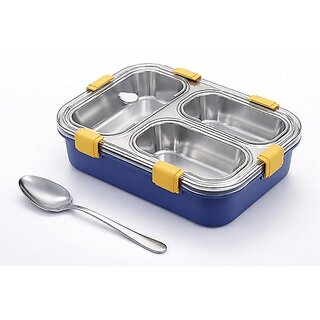 3 Compartment Lunch Box Insulated Air Tight BPA Free Lunch Box, Stainless Steel 100 Leak Proof Lunch Containers with a