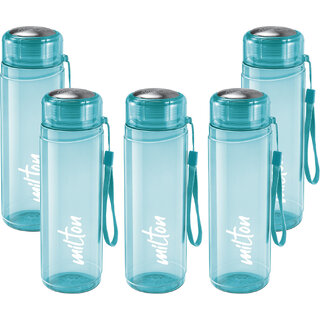 MILTON Hector 1000 Pet Water Bottle, Set of 5, 1 Litre Each, Blue 1000 ml Plastic Bottle (Pack 5, Blue)