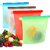 1000 ml Silicone Food Storage Bag with Clip Freezer, Reusable Silicone Food Storage Bag for Fruit, Vegetables, Meat (Mu