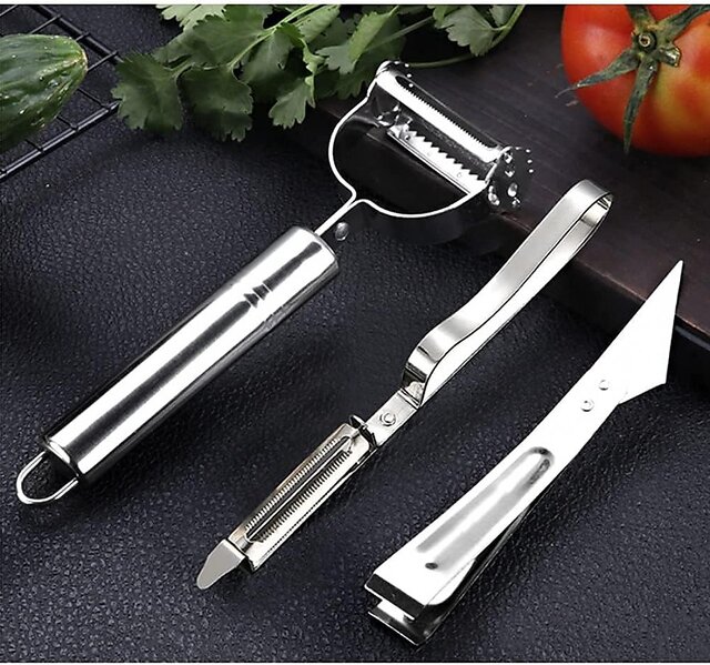 Buy 3 in 1 Stainless Steel Vegetable Peeler Set - Essential Kitchen ...