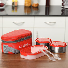 MILTON Executive 3 Containers Stainless Steel Office Lunch Box