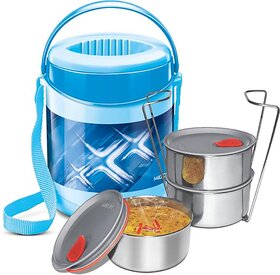 MILTON ECONA DELUXE 3 TIFFIN (BLUE) 3 Containers Polypropylene, Stainless Steel Office Lunch Box