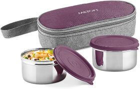 MILTON Plato Pack Small Stainless Steel Lunch Box (2 X 340 ml containers) Jacket Purple 2 Containers Stainless Steel Office Lunch Box
