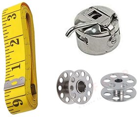 (Combo of 4) Tailor Tape Measurement with Bobbin Cover and Two Bobbin, 25 mm combo products for sewing - tailor tape bobbin cover and two bobbins