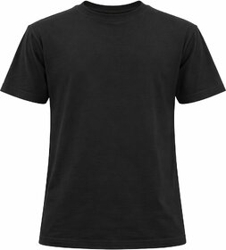 Men Solid Round Neck Pure Cotton Black T-Shir