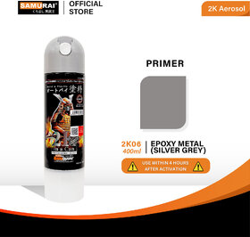 Samurai Kurobushi 2K06 Epoxy Metal Primer Silver Grey Spray Paint 400 ml (Pack of 1)