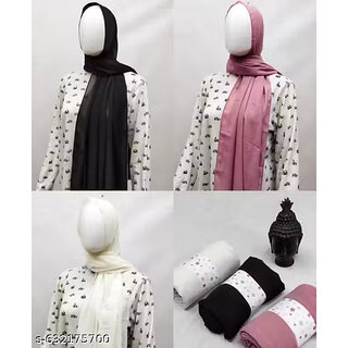 (Combination of 3) Everyday Elegance Hijab Combo (Black,White & Pink )