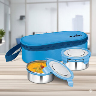 MILTON EXPRESS MEAL 2 Containers Stainless Steel Office Lunch Box