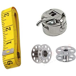 (Combo of 4) Tailor Tape Measurement with Bobbin Cover and Two Bobbin, 25 mm combo products for sewing - tailor tape bobbin cover and two bobbins