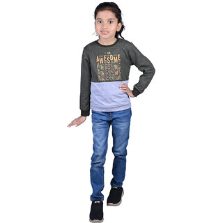 Kid Kupboard Cotton Girls Sweatshirt, Multicolor, Full-Sleeves, 8-9 Years KIDS8290