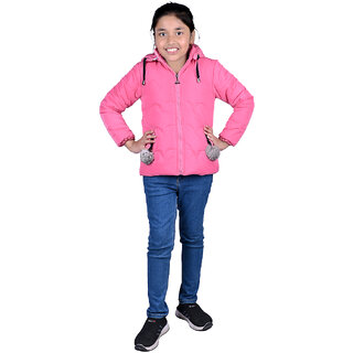 Kid Kupboard Cotton Girls Jacket, Pink, Full-Sleeves, 7-8 Years KIDS8293