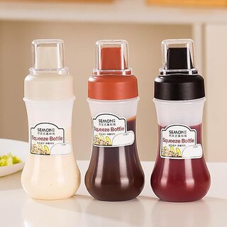 (Set of 2) Porous Squeeze Bottle Condiment Bottles Hot Sauce Dispenser Refillable Five Hole Container with Lid Squirt Bottle Sauce Dispenser Ketchup Bottle Multipurpose Kitchen Tools
