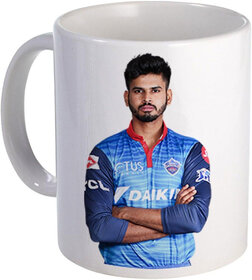 COLOR YARD best Shreyas Iyer indian cricketer in Dlehi IPL jersy design on Ceramic Coffee Mug