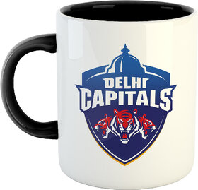 Delhi Capitals - Perfect for Gifting | Ipl Cup for Cricket Lovers | IPL Fever - Black Printed Ceramic Coffee Mug