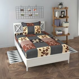 BEDZY 180 TC,Duke Collection Flat Single Bedsheet with 1 Pillow Cover