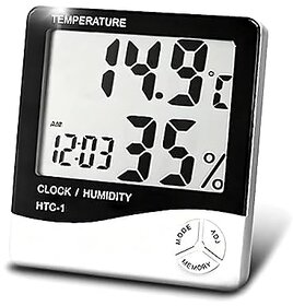 Digital Hygrometer Thermometer Humidity Meter With Clock LCD Display (HTC1)