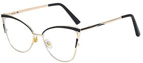 Cat-Eye Computer Glasses for Women | Blue Light Blocking Metal Eyeglass Frame (Gold Black)