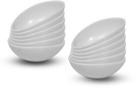Ariya Melamine Oval Bowl Set (577-White | Set of 12) Perfect for Serving Soup, Noodles, Cereal, Oatmeal, Pasta, Dishwasher & Microwave Safe Bowls for Home, Office, Parties, Restaurants & Cafe