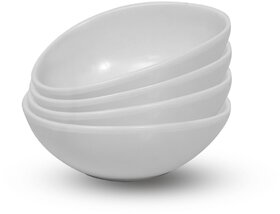 Ariya Melamine Oval Bowl Set (577-White  Set of 4) Perfect for Serving Soup, Noodles, Cereal, Oatmeal, Pasta, Dishwasher  Microwave Safe Bowls for Home, Office, Parties, Restaurants  Cafe
