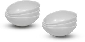 Ariya Melamine Oval Bowl Set (577-White  Set of 6) Perfect for Serving Soup, Noodles, Cereal, Oatmeal, Pasta, Dishwasher  Microwave Safe Bowls for Home, Office, Parties, Restaurants  Cafe