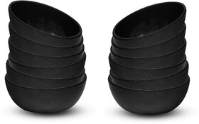 Ariya Melamine Mango Batti Bowl Set (582-Black | Set of 12) Perfect for Serving Soup, Noodles, Cereal, Oatmeal, Pasta, Dishwasher & Microwave Safe Bowls for Home, Office, Parties, Restaurants & Cafe