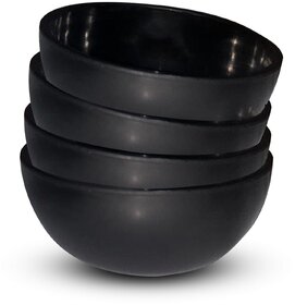 Ariya Melamine Mango Batti Bowl Set (582-Black | Set of 4) Perfect for Serving Soup, Noodles, Cereal, Oatmeal, Pasta, Dishwasher & Microwave Safe Bowls for Home, Office, Parties, Restaurants & Cafe