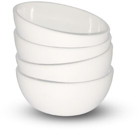 Ariya Melamine Mango Batti Bowl Set (582-White | Set of 4) Perfect for Serving Soup, Noodles, Cereal, Oatmeal, Pasta, Salads, Dishwasher & Microwave Safe Bowls for Home, Office, Parties, Restaurants