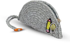 ARIYA Stylish Unique Handmade Light Grey (PP & Cotton Blend) Clutch Bag with Sticker, Perfect for Parties, Weddings & Everyday Outings