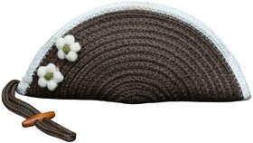 Ariya Women Clutch Handbag with Flower (4077 | Brown) Handcrafted PP & Cotton Blend Clutch, Perfect for Ladies & Girls, Lightweight Stylish Purse for Parties, Special Occasions, Casual & Formal