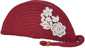 ARIYA Stylish Unique Handmade Red (PP & Cotton Blend) Clutch Bag with Flower, Perfect for Parties, Weddings & Everyday Outings