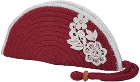 ARIYA Stylish Unique Handmade Red & White Line (PP & Cotton Blend) Clutch Bag with Flower, Perfect for Parties, Weddings & Everyday Outings
