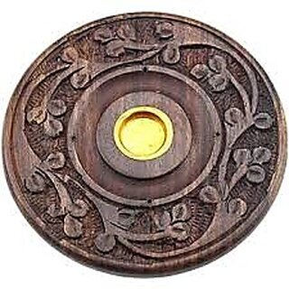 Wooden Incense Base/Plate Elegant Handcrafted Holder for Sticks and Cones with Carved Design