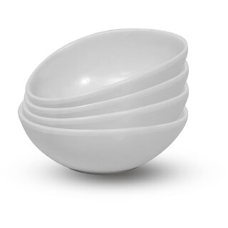 Ariya Melamine Oval Bowl Set (577-White  Set of 4) Perfect for Serving Soup, Noodles, Cereal, Oatmeal, Pasta, Dishwasher  Microwave Safe Bowls for Home, Office, Parties, Restaurants  Cafe