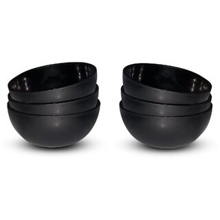 Ariya Melamine Mango Batti Bowl Set (582-Black | Set of 6) Perfect for Serving Soup, Noodles, Cereal, Oatmeal, Pasta, Dishwasher & Microwave Safe Bowls for Home, Office, Parties, Restaurants & Cafe