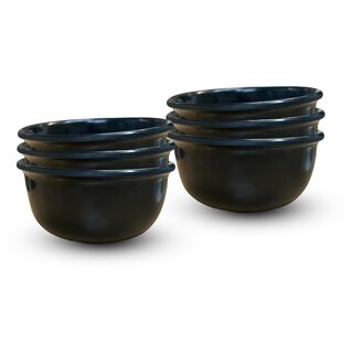 Ariya Melamine Ring Bowl Set (596-Black | Set of 6) Perfect for Serving Soup, Noodles, Cereal, Oatmeal, Pasta, Salads, Dishwasher & Microwave Safe Bowls for Home, Office, Parties, Restaurants