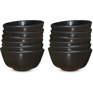 Ariya Melamine Sweet Bowl Set (600-Black | Set of 12) Perfect for Serving Soup, Noodles, Cereal, Oatmeal, Pasta, Salads, Dishwasher & Microwave Safe Bowls for Home, Office, Parties, Restaurants