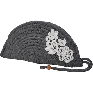 ARIYA Stylish Unique Handmade Grey (PP & Cotton Blend) Clutch Bag with Flower, Perfect for Parties, Weddings & Everyday Outings