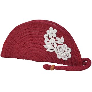 ARIYA Stylish Unique Handmade Red (PP & Cotton Blend) Clutch Bag with Flower, Perfect for Parties, Weddings & Everyday Outings