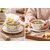 Ariya Melamine French Soup Bowl Set of 3 (350 ml, White///Gold///Black) with Spoons & Saucers|Premium Soup Serving Bowls|Microwave & Dishwasher Safe|Durable Bowls for Soup, Noodles, Cereal & Pasta