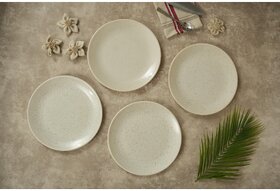 Ariya 10.5 Inches Melamine Dinner Plate Set of 4 (Marble Print) Microwave & Dishwasher Safe Dinnerware, Round Full Serving Plate for Snacks, Breakfast, Lunch, Dinner, Break Resistant, All Occasions
