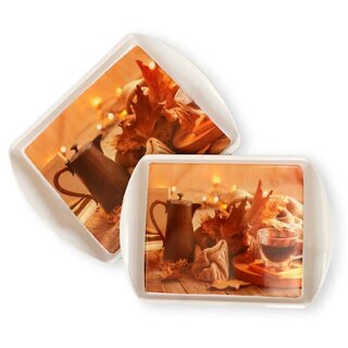 Ariya Pure Melamine Rectangular Handy Tray Set of 2 (Autumn Brew) | Durable, Break Resistant & Dishwasher Safe | Elegant Serving Trays for Tea, Snacks, Drinks & Everyday Use at Home & Parties