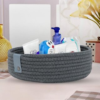 Ariya Round Multi-Utility Basket in Dark Grey Color | Versatile and Durable Storage Solution for Home, Office, and Kitchen | Ideal for Organizing Laundry, Toys, and Household Items
