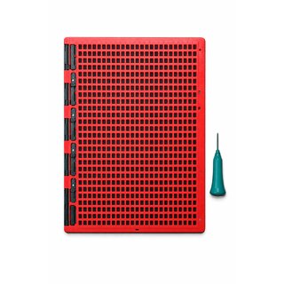 FAIRBIZPS 27-Line Braille Slate with Stylus  Red top  black abs plastic bottom  lightweight  durable writing tool fo