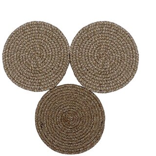 Ariya Premium Table Mats Set of 3 Elegant Beige Placemats for Dining Table Heat-Resistant, Easy-Clean Fabric Ideal for Everyday Use and Special Occasions