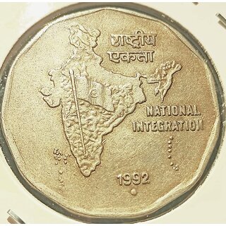 two rupees 1992 noida mint copper nickle  fine condition