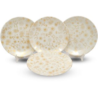 ARIYA 10.5 Inches Melamine Dinner Plate Set of 4 (P1) Microwave & Dishwasher Safe Dinnerware, Round Full Serving Plate Set for Snacks, Breakfast, Lunch, Dinner, Break Resistant, All Occasions