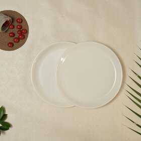 Ariya Set of 2 Dinner Plates, 12 Inch White Serving Plates, Dinnerware Thali, Dinner Set Perfect for Breakfast, Lunch, Dinner & Snacks Dishwasher & Microwave Safe Plate Kitchen Decoration Gift Items